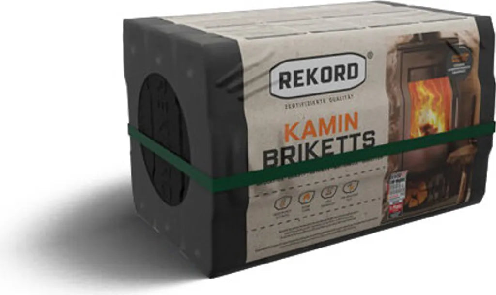 Rekord Braunkohlebriketts 10 kg – 900 kg Palette (90 × 10 kg) | Gluthalter Nachtbriketts | EUR-Palette inklusive